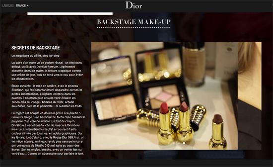 Dior Backstage Make Up, le nouveau site de la marque Haute Couture
