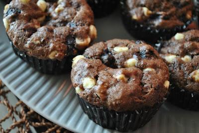 Muffins double chocolat aux bleuets
