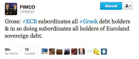Gross-tweet-subordinate Dettes souveraines : la dernière entourloupe de la BCE… gare à l’effet Boomerang !