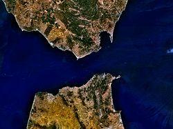 Dernière photo du Maroc vendredi de l'avion:Cap Spartel Image satellite du détroit de Gibraltar.