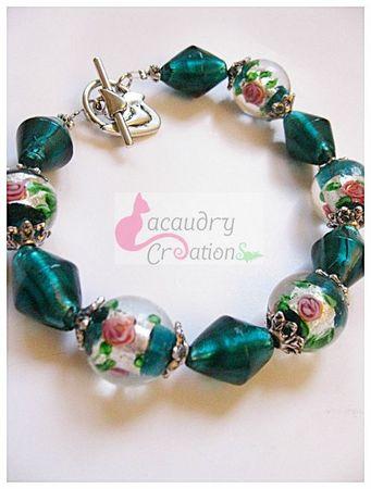 Mes bracelets du week end bracelet vert profond et rose lacaudry création