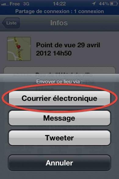 capture ecran iphone google maps 2 capture ecran iphone google maps 2 390x585 Tutoriel : comment utiliser Google Maps en photo animalière