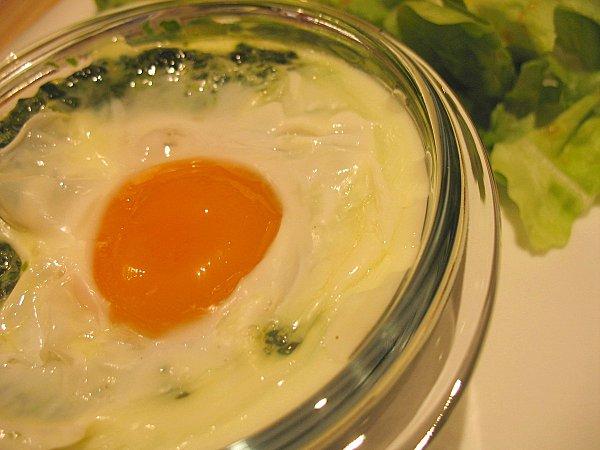 OEUF COCOTTE CHEVRE & EPINARDS 290212 oeuf cocotte épinard chèvre 005