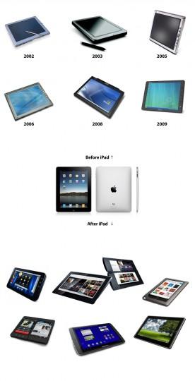 tablets before and after ipad 276x540 [M R] Guerre des brevets Apple ou viens là que je te crache dessus marque du démon !