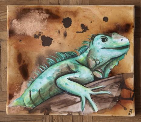 Ma première peinture sur toile d’Iguane