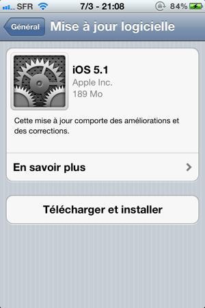 lkAFI iOS 5.1 est disponible