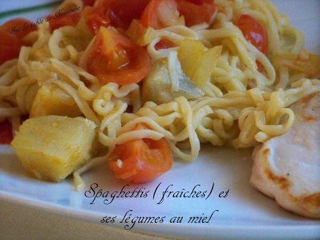 Spaghettis (fraîches) et ses légumes au miel Spaghettis (fraîches) et ses légumes au miel 2
