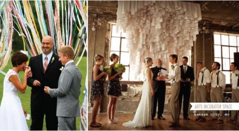 ruban-mariage-ceremonie Le ruban de satin en tant que decoratiopn de salle