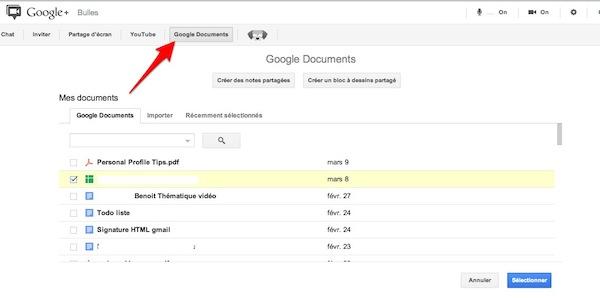 google plus documents Google+ intègre Google Documents aux Vidéo bulles
