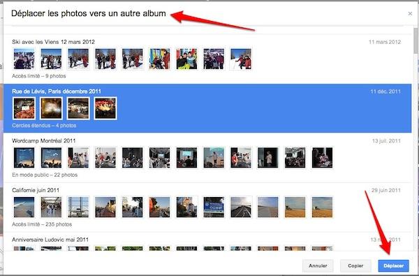 google plus deplacer photos Google+ facilite l’organisation de vos albums photo