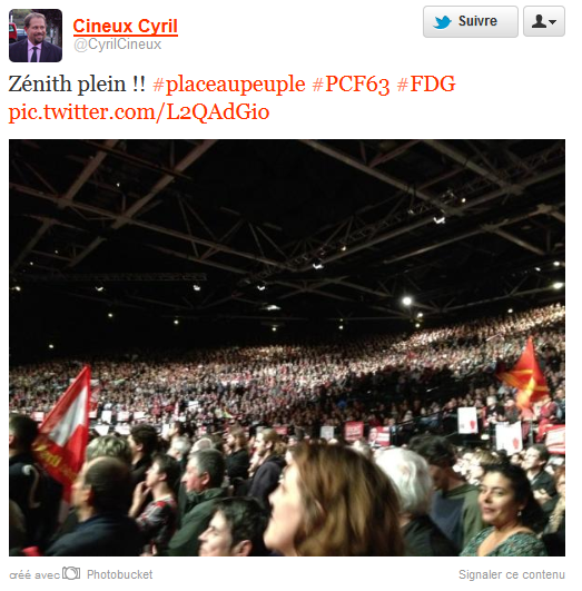 Capture twitt un meeting du Front de Gauche massif… et central : sur la planification écologique !