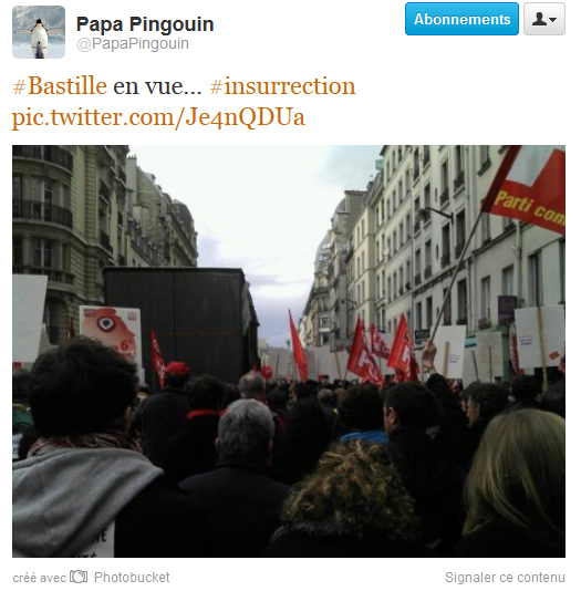 papa pingouin Pour une VIème République, une #Bastille en rouge, images et mouvements – Vive l’ #insurrection populaire !