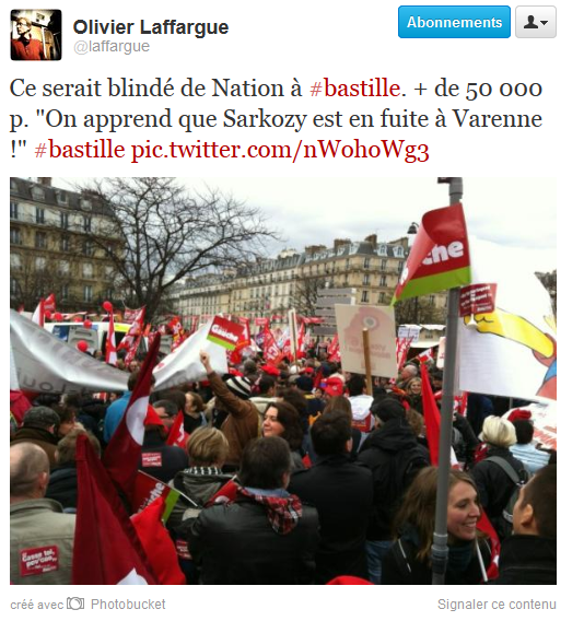 Capture Pour une VIème République, une #Bastille en rouge, images et mouvements – Vive l’ #insurrection populaire !