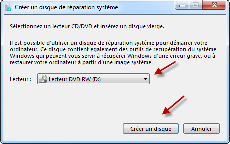Comment créer un disque de réparation système pour Windows 7
