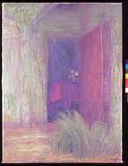 Le Plateau, espace d'exposition - Truphémus Porte ouverte sur intérieur bleu 1999