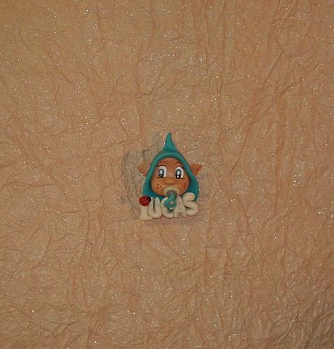 pot à dragée avec bébé elfe et son doudou (turquoise/gris) DSCN3496.jpg