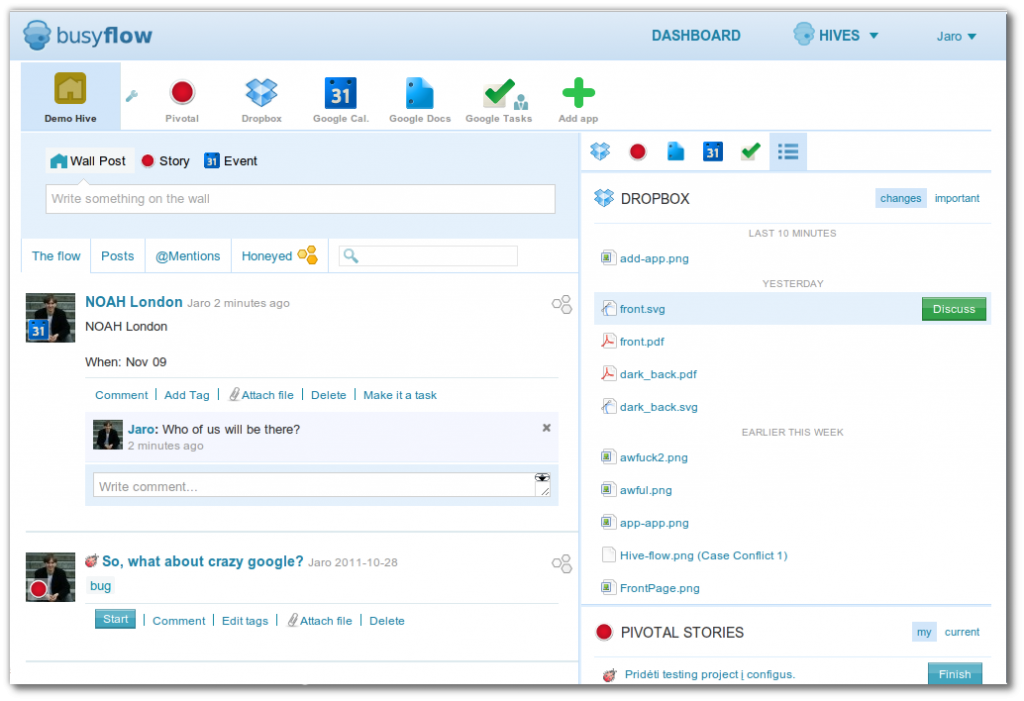 Busyflow_Snapshot Busyflow Snapshot 1024x701 Busyflow, un nouveau service pour travailler à plusieurs sur un projet, en réutilisant vos outils favoris