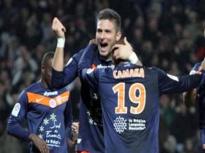 Giroud Montpellier 300x224 Montpellier , nouveau leader de la Ligue 1