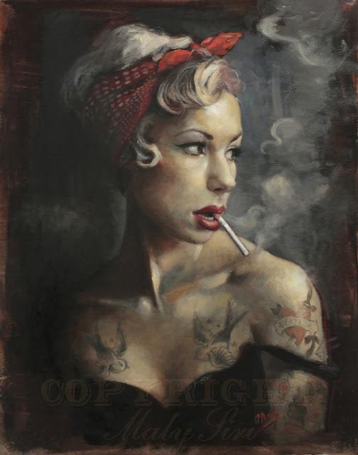 Oil painting: Tattooed Lady