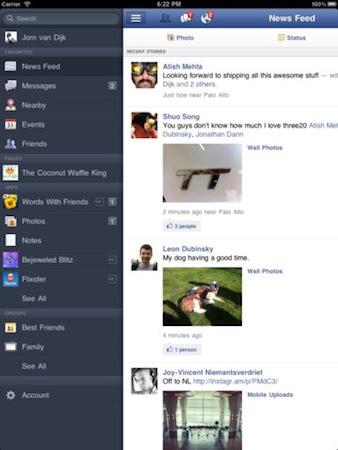 facebook_iPad3 Une mise à jour mineure de Facebook pour iPad