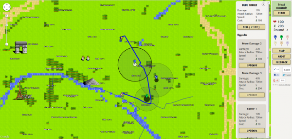 Screenshot 1 600x285 Le Google map tower defense