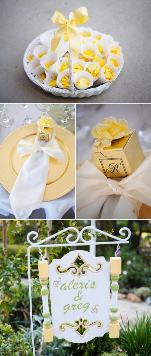 Decorations de mariage jaune champetre