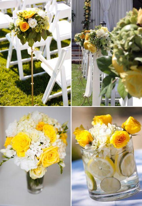 Decorations de mariage jaune champetre