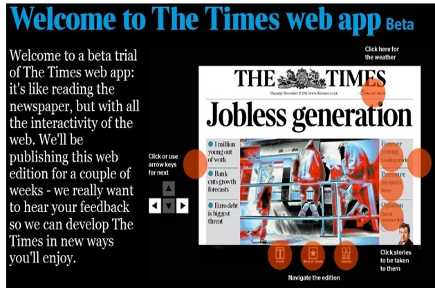 La démo de la web app du Times
