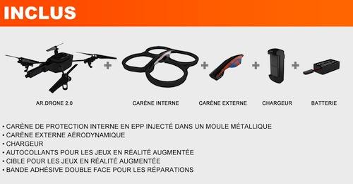 Contenu de l'AR.Drone 2.0 AR.Drone 2.0 : la nouvelle génération du quadricoptère de Parrot arrive en Mai !