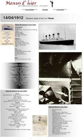 un 14 avril, à bord du Titanic menu