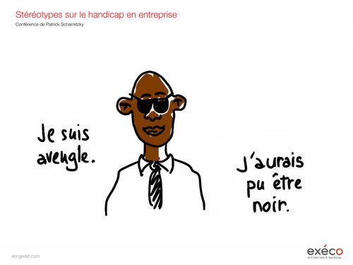 #dessin Stéréotypes sur le #handicap en entreprise Aveugle_noir