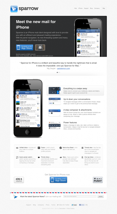 Sparrow iPhone Mac Aficionados Apple et 20 sites web à couper le souffle!