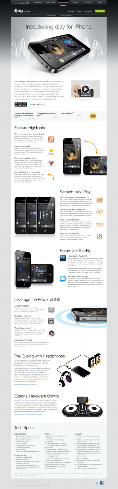 djay for iPhone & iPod touch » Algoriddim’s DJ app in your pocket Apple et 20 sites web à couper le souffle!
