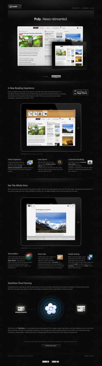 Pulp iPad Mac Aficionados Apple et 20 sites web à couper le souffle!