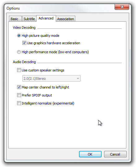 SPlayer : Un Media Player avec accélération GPU Options