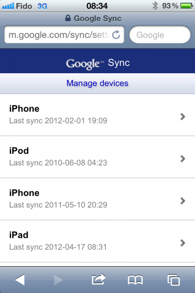 Configuration de Google Sync
