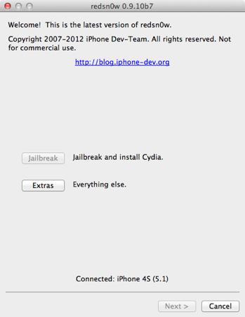Redsn0w-0.9.10b7 Jailbreak untethered de l’iPhone 4S et de l’iPad 2 sous iOS 5.0.1 avec Redsn0w 0.9.10b7