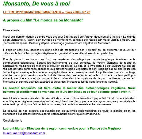 La communication selon Monsanto