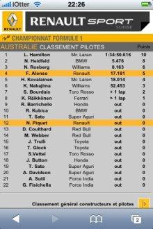 F1 : un site Renault pour iPhone Renault Sport version iPhone