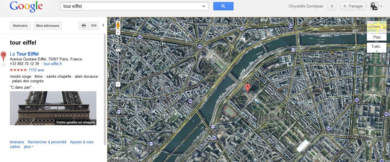 Tour Eiffel 3D Google Maps : visitez des lieux ou des monuments en 3D