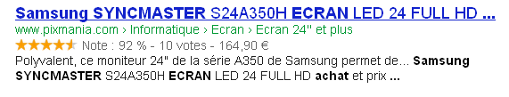 achat écran samsung syncmaster Recherche Google Microdonnées et balisage sémantique