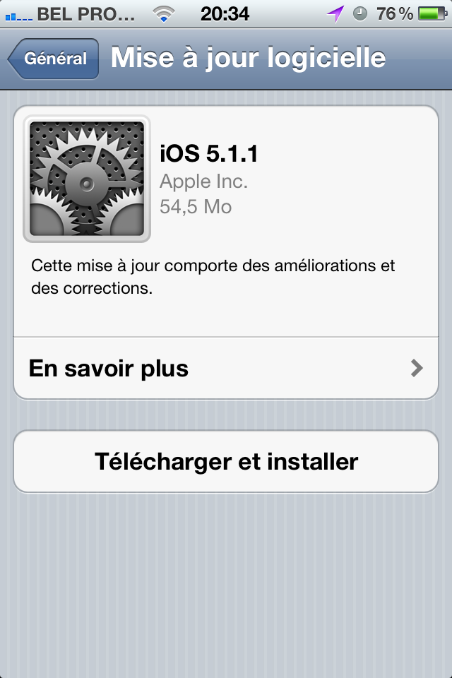Mise à jour de l’iOS 5.1 vers 5.1.1 !