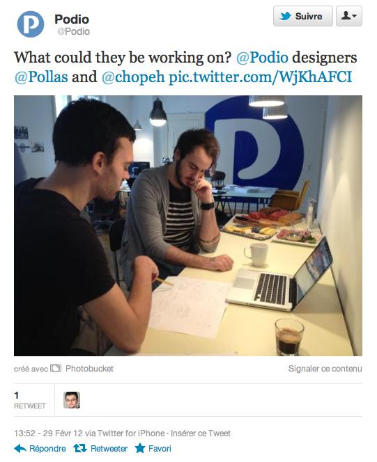 Twitter : Usages et Ergonomie PODIO sur TWITTER