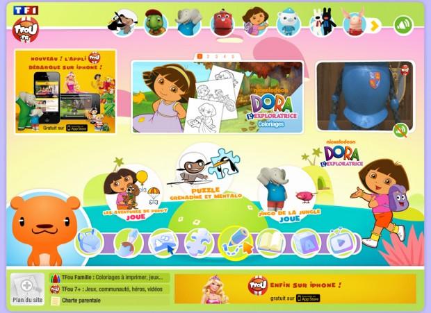 Ergonomie du site de jeux pour enfants Tfou : les boutons personnages