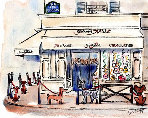 dessinateur-chiens-Pet-in-PARIS-Gerard-Mulot-hotel-jeu-de-paume-paris Croquez votre chien chez Ladurée!