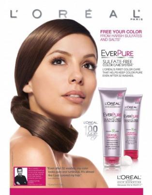 Eva Longoria - Publicité Everpure de L'oreal Haute Expertise Shampooing et Masque EverPure de L’Oréal Expertise