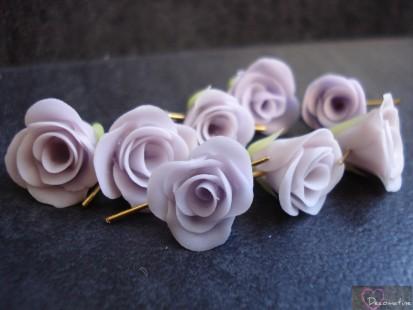 8 perles roses mauves en porcelaine froide