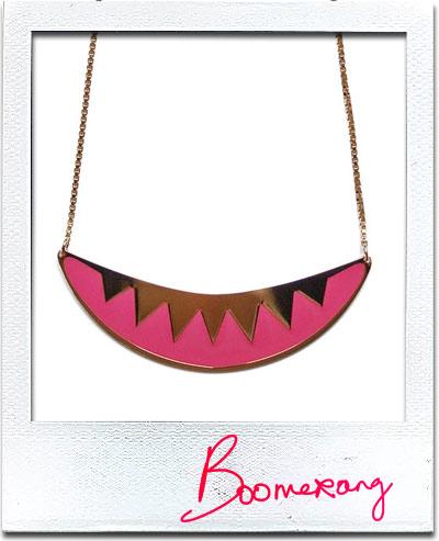 Collier Boomerang rose Chic Alors !