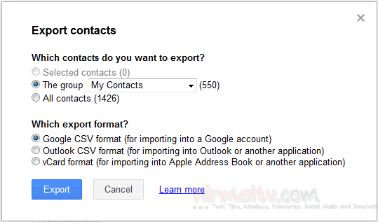 Exporter des contacts Export contacts
