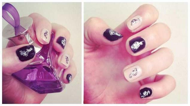 Manucure birds and flowers Manucure de folie : black birds and white flowers